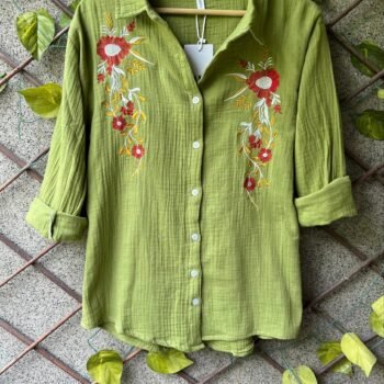 Floral Embroidered Mulmul Cotton Shirts ✨